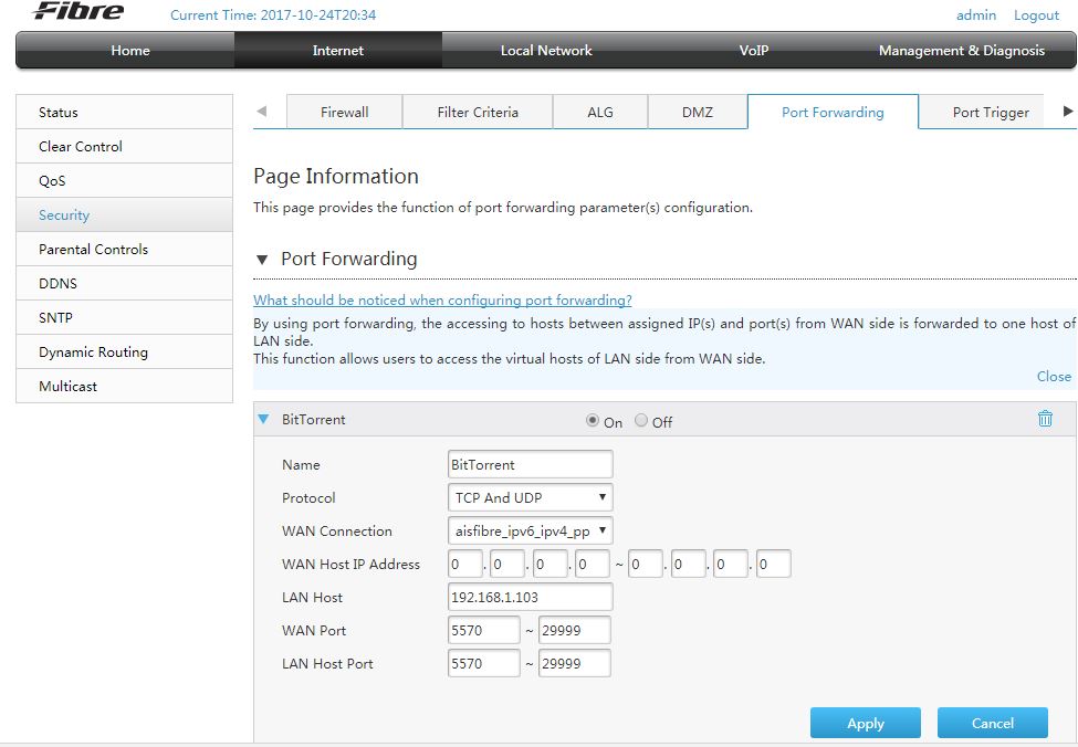 Router port forwarding page.JPG